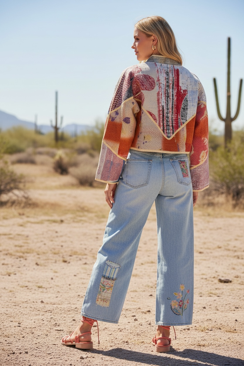 Bohemian Vintage Kantha Reversible Handmade Short Style Jacket - Madison