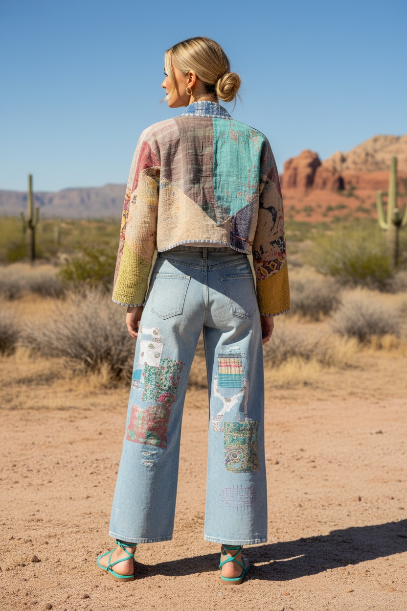 Bohemian Vintage Kantha Reversible Handmade Short Style Jacket - Hailey