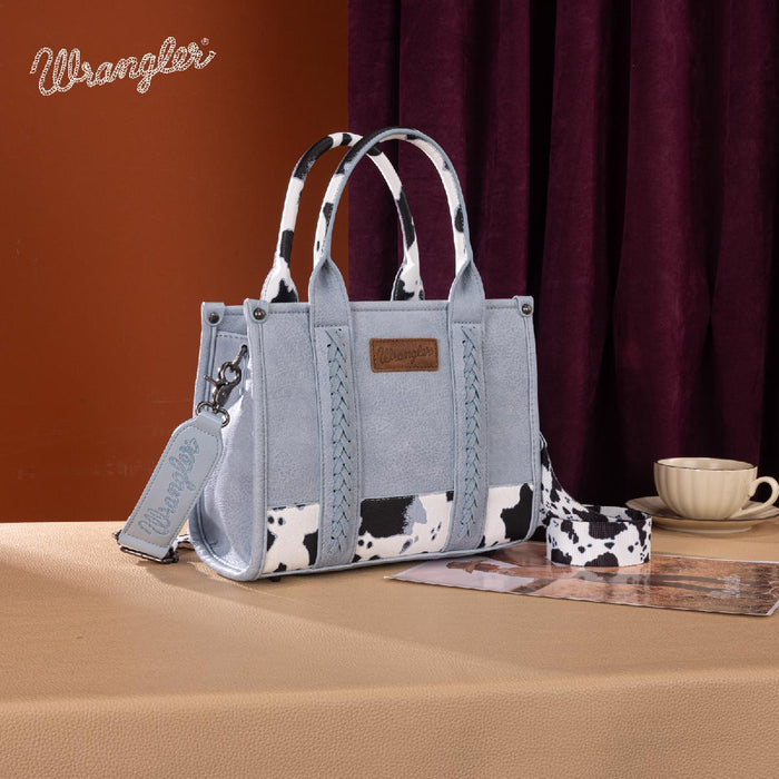 Wrangler Cow Print Concealed Carry Tote/Crossbody - Blue