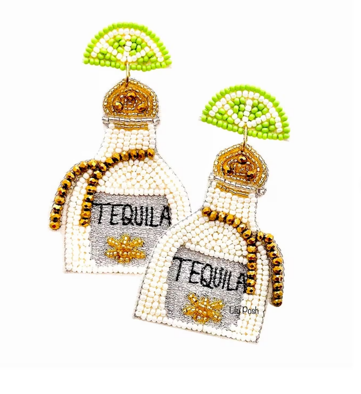 Tequila Beaded White Earrings