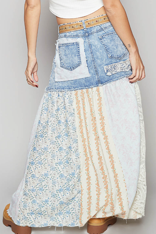 Bohemian Patchwork Maxi Skirt
