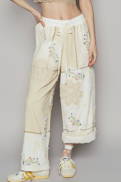 Boho Wide Leg Lace Pant - White