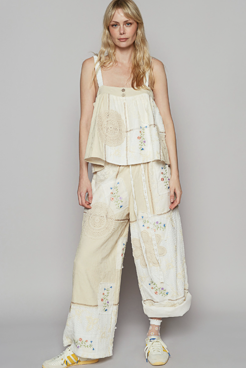 Boho Wide Leg Lace Pant - White