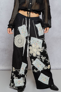 Boho Wide Leg Lace Pant - Black