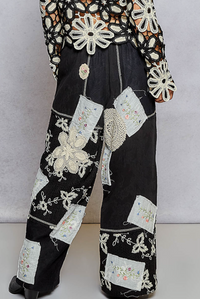 Boho Wide Leg Lace Pant - Black