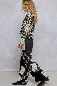 Boho Wide Leg Lace Pant - Black