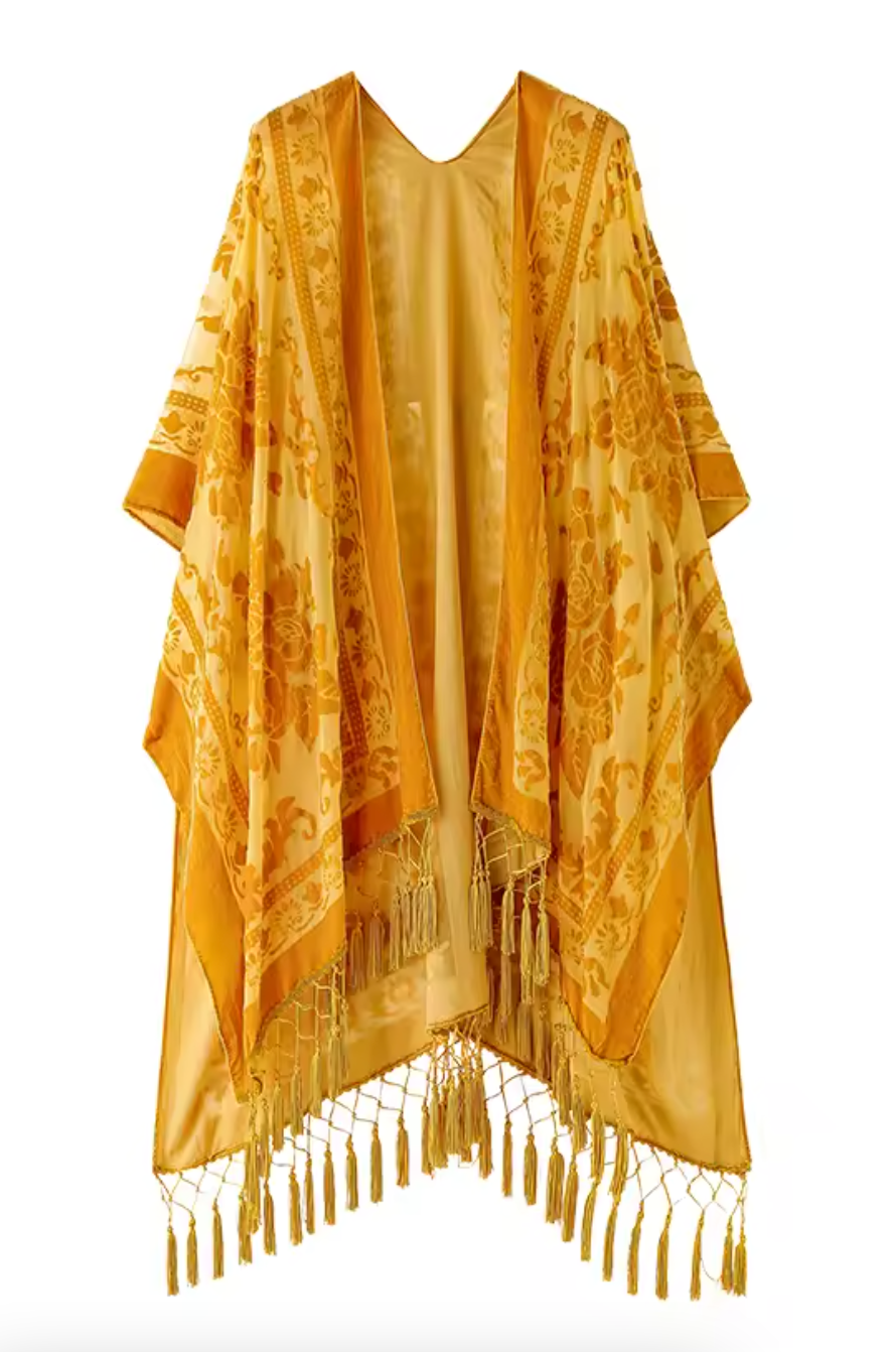 Monarch Burnout Velvet Kimono - Gold