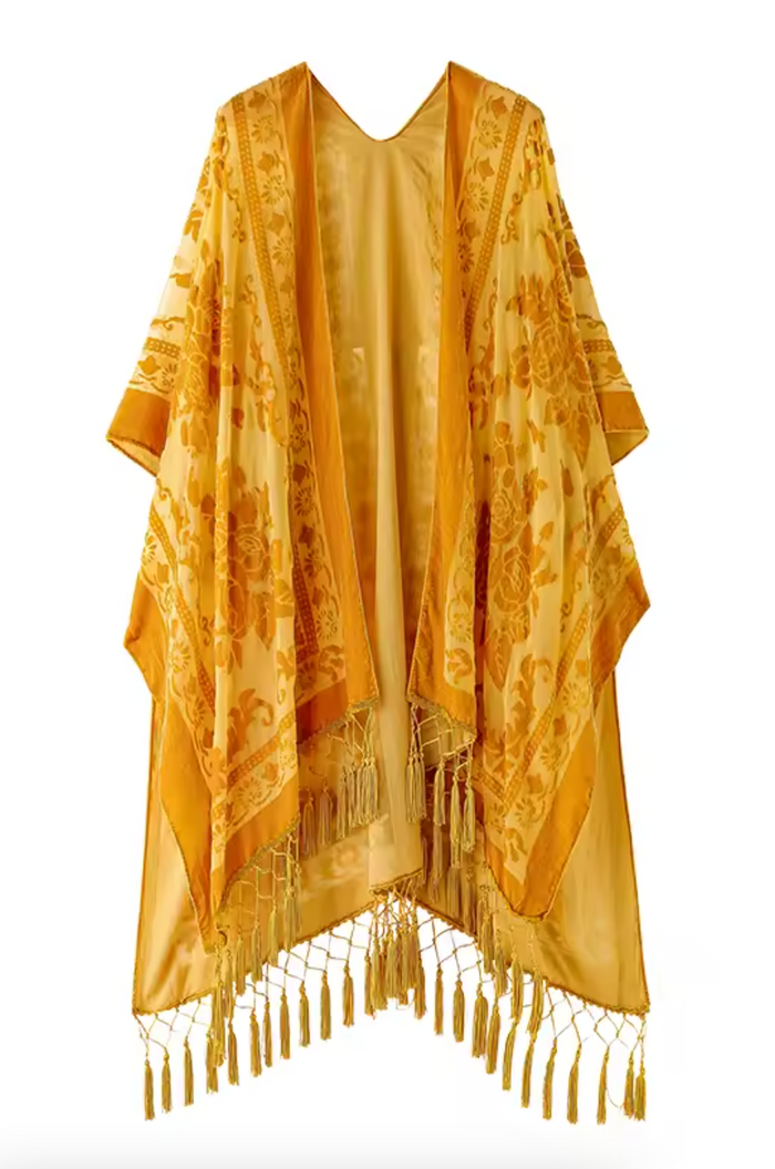 Monarch Burnout Velvet Kimono - Gold