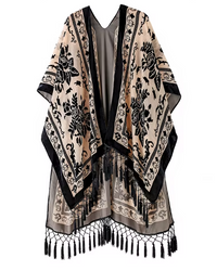 Monarch Burnout Velvet Kimono - Black + White