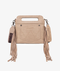 Wrangler Top Handle Boot Scroll Fringe Tote/Crossbody - Beige