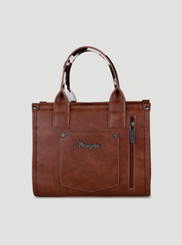 Wrangler Cow Print Concealed Carry Tote/Crossbody -Brown