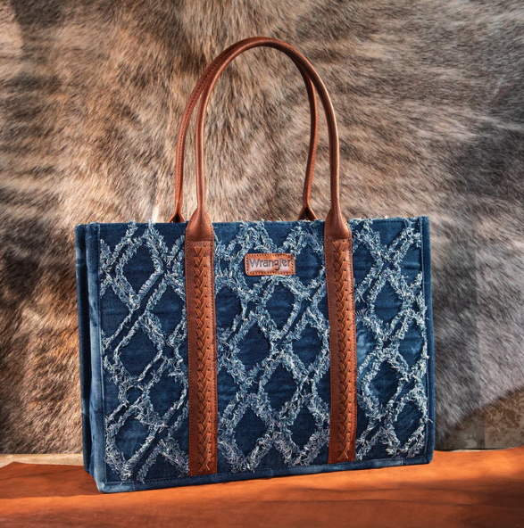Wrangler Southwest Frayed Denim Large Tote