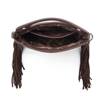 Wrangler Top Handle Boot Scroll Fringe Tote/Crossbody - Brown
