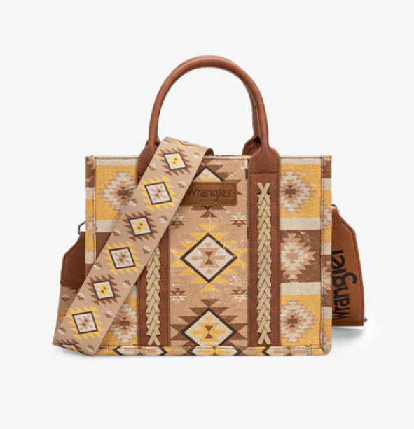 Wrangler Aztec Pattern Dual Sided Print Tote Bag - Mustard