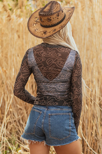 Rodeo Long Sleeve Mesh Top