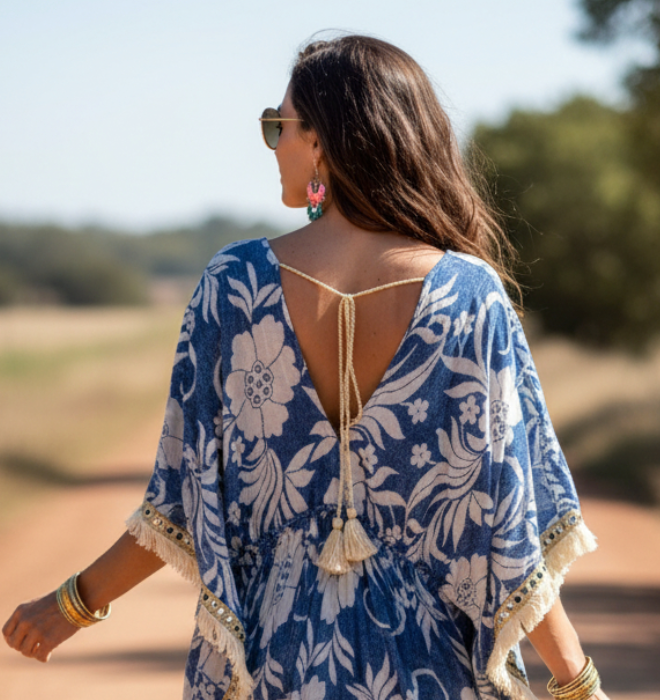 Bohemian Flowy Floral Embroidered Maxi Dress