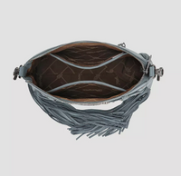Wrangler Buckle + Fringe Satchel Bag - Blue