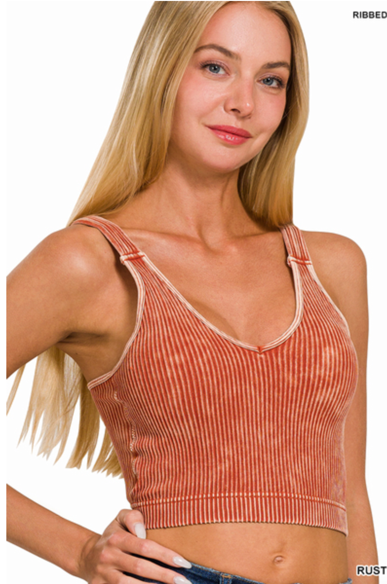 Long Lines Padded Brami  - Rust