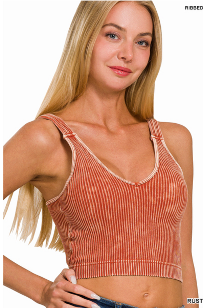 Long Lines Padded Brami  - Rust