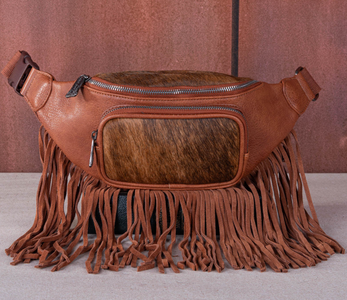 Trinity Ranch Genuine Hair-On Cowhide Fringe Belt Bag