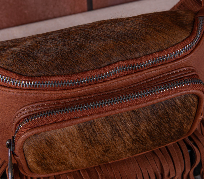 Trinity Ranch Genuine Hair-On Cowhide Fringe Belt Bag