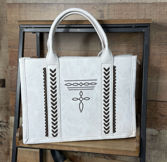 Wrangler White Boot Stitch Crossbody Tote