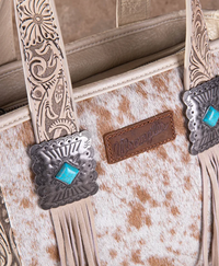 Wrangler Cowhide Fringe Concealed Carry Purse - Tan