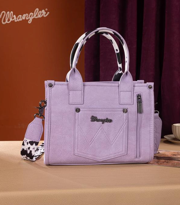 Wrangler Cow Print Concealed Carry Tote/Crossbody -Lavender