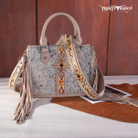 Trinity Ranch Cow Hide Fringe Studded Crossbody