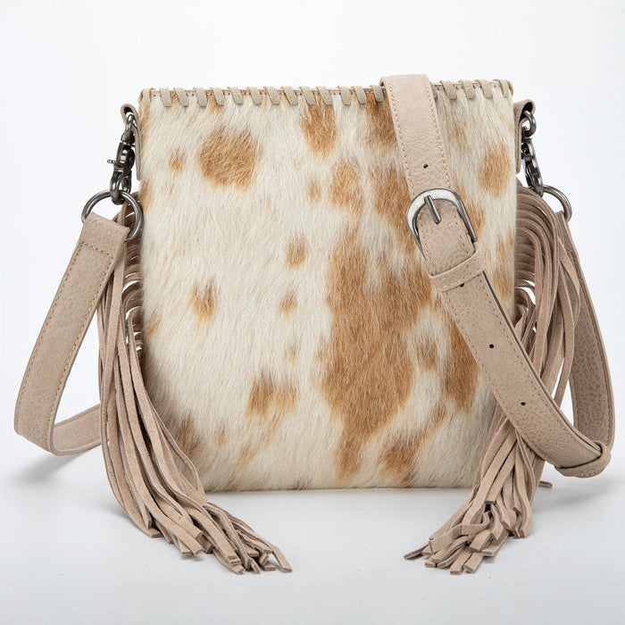 Trinity Ranch Hair-On Cowhide Fringe Concealed Carry Crossbody Bag - Tan