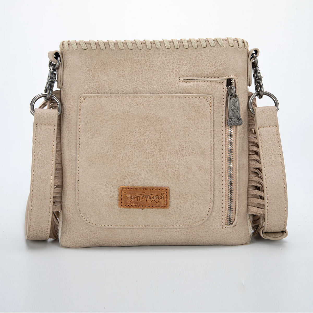 Trinity Ranch Hair-On Cowhide Fringe Concealed Carry Crossbody Bag - Tan