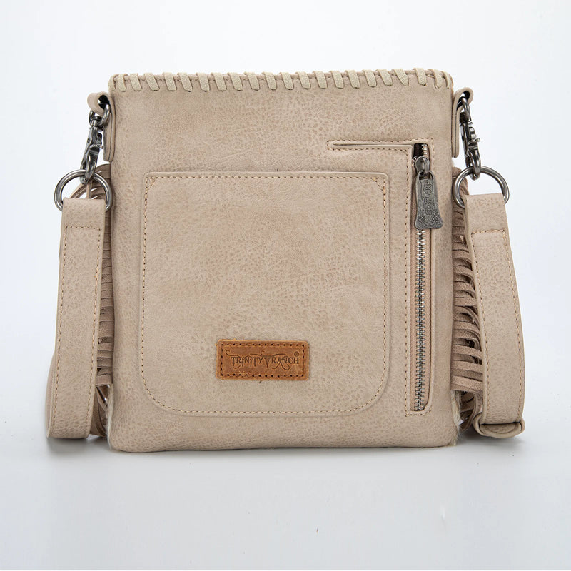 Trinity Ranch Hair-On Cowhide Fringe Concealed Carry Crossbody Bag - Tan