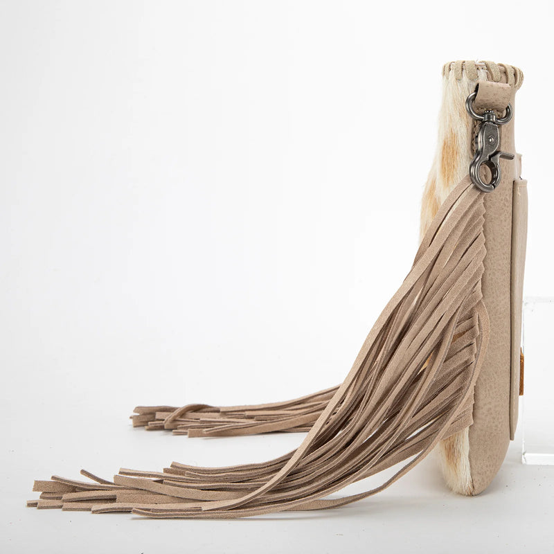 Trinity Ranch Hair-On Cowhide Fringe Concealed Carry Crossbody Bag - Tan