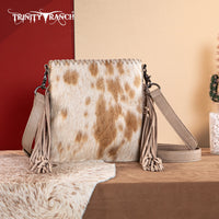 Trinity Ranch Hair-On Cowhide Fringe Concealed Carry Crossbody Bag - Tan