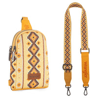 Wrangler Aztec Print Crossbody Sling Chest Bag - Yellow