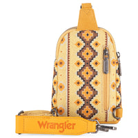 Wrangler Aztec Print Crossbody Sling Chest Bag - Yellow
