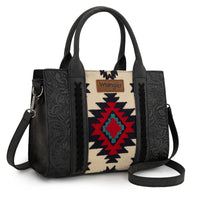 Wrangler Tooled Aztec Pattern Print Concealed Carry Tote/Crossbody -Black