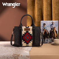Wrangler Tooled Aztec Pattern Print Concealed Carry Tote/Crossbody -Black