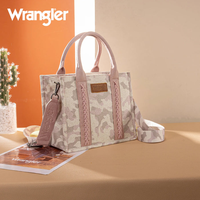 Wrangler Camo Print Tote/Crossbody - Pink