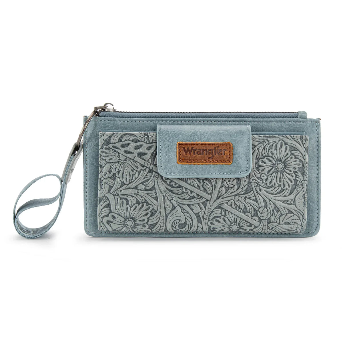 Wrangler Embossed Tooled Leather Wristlet Wallet