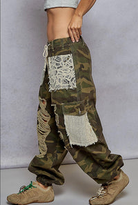 Boho Cargo Army Print Pants