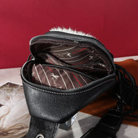 Genuine Hair-On Cowhide Fringe Sling Bag - Mocha