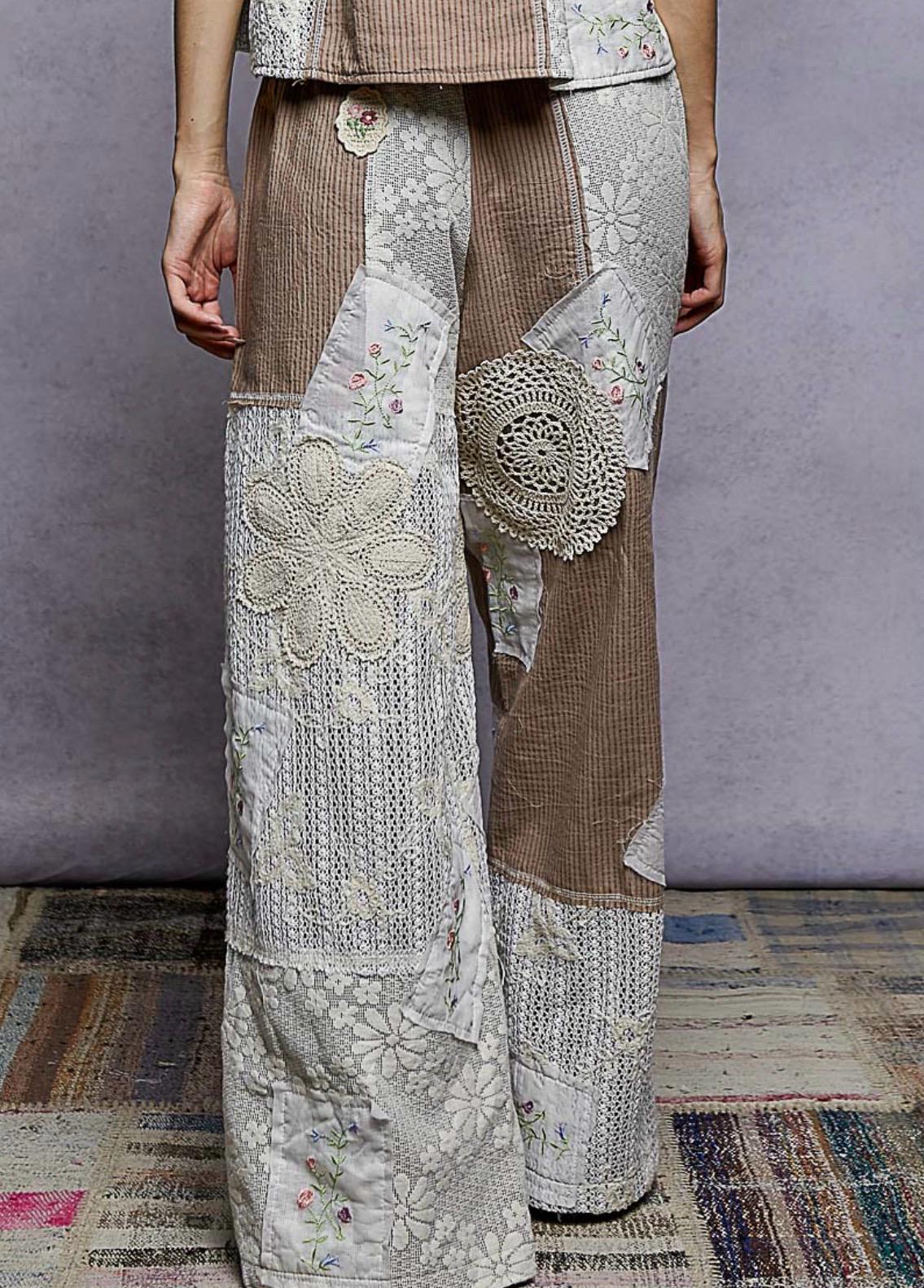 Boho Wide Leg Lace Pant - Mocha