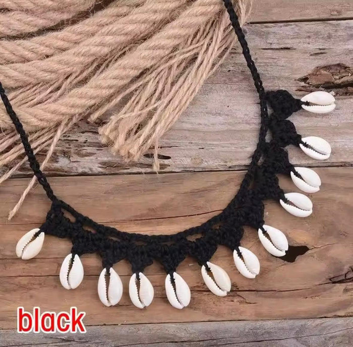 Shell Statement Macrame Necklace