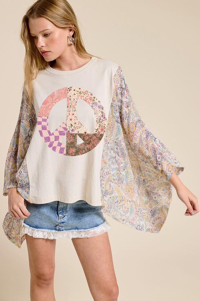 Paisley Peace Hippie Scarf Tee