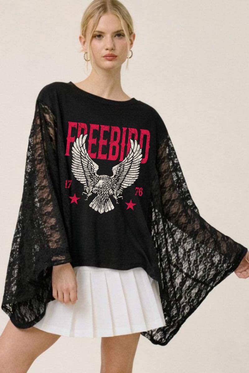 Edgy Lace Scarf Tee