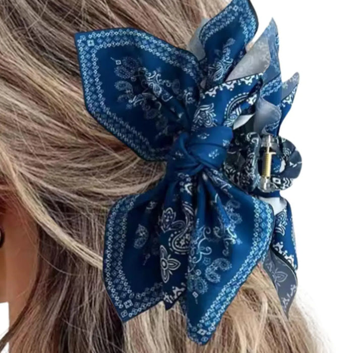Bandana Hair Claw - Blue