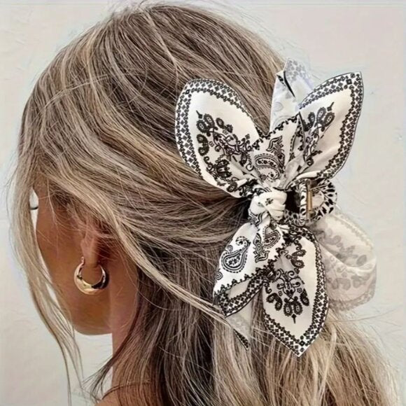 Bandana Hair Claw - White