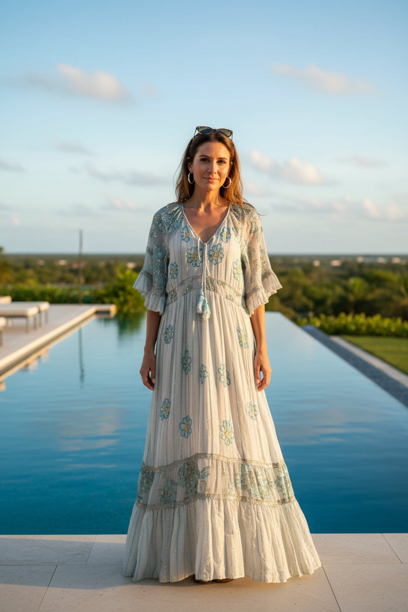 Daydreaming Daisy Beaded Maxi Dress