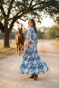 Bohemian Flowy Floral Embroidered Maxi Dress